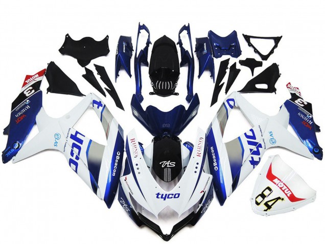 Carena Moto Suzuki GSXR 600 / GSXR 750 2008-2010 - Bianco Argento Blu Nero Tyco
