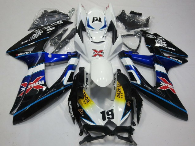 Carena Moto Suzuki GSXR 600 / GSXR 750 2008-2010 - Bianco Blu Nero Giallo Rosso X Dark Dog 19