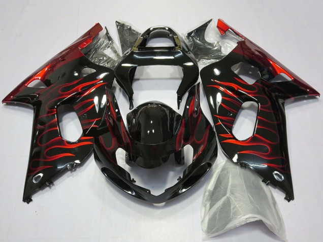 Carena Moto Suzuki GSXR 600 / GSXR 750 2001-2003 - Nero Lucido Rosso Fiamma