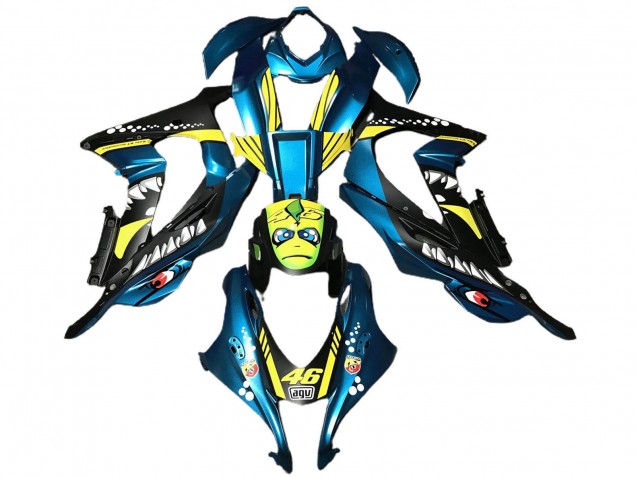 Carena Moto ABS Kawasaki ZX10R 2016-2020 - Azzurro Chiaro Giallo Squalo