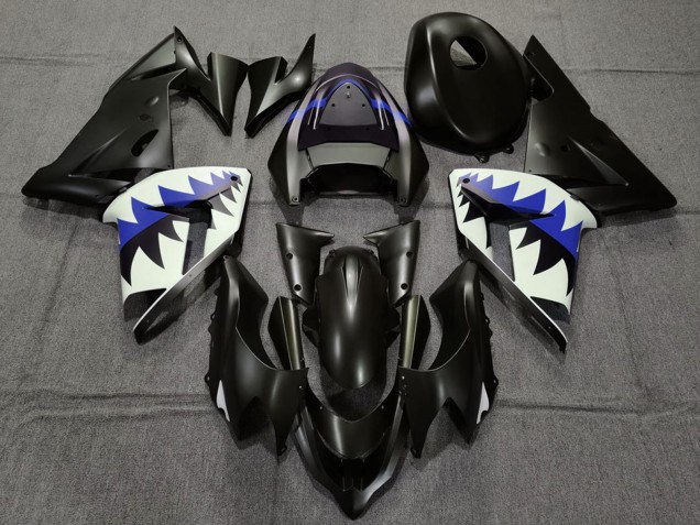 Carena Moto Kawasaki ZX10R 2004-2005 - Nero Opaco Blu Scuro Squalo
