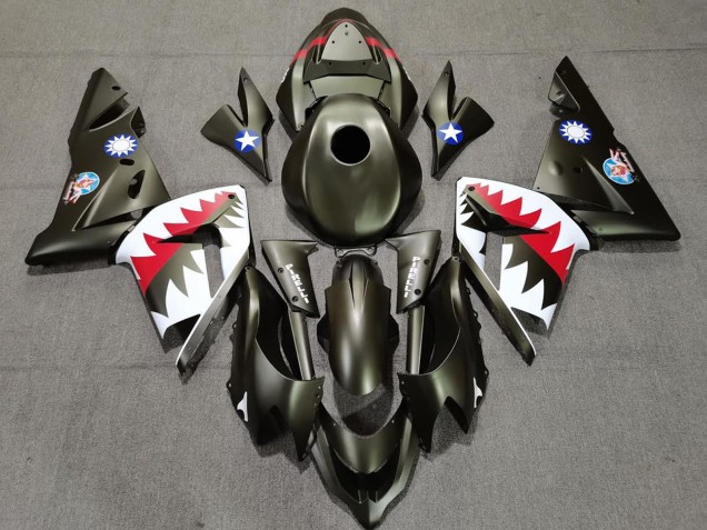 Carena Moto Kawasaki ZX10R 2004-2005 - Militare Verde Squalo