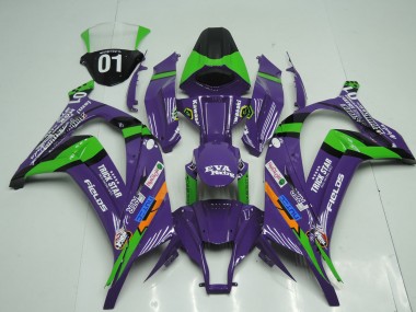 Carena Moto Kawasaki ZX10R 2011-2015 - Viola Nero Verde Arancia Bianco Trick Star Eva Corsa OEM Stile Fabbrica