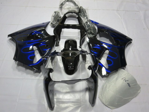 Carena Moto Kawasaki ZX6R 2000-2002 - Nero Lucido Blu Fiamma