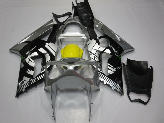 Carena Moto Kawasaki ZX6R 2003-2004 - Argento Giallo Nero Lucido
