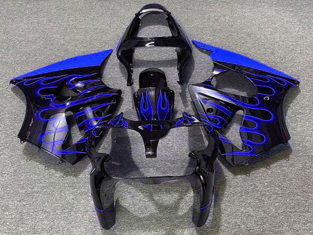 Carena Moto Kawasaki ZX6R 2000-2002 - Nero Lucido Blu Fiamma