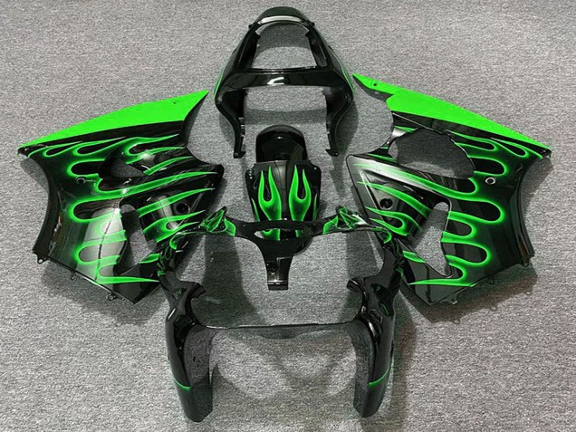 Carena Moto Kawasaki ZX6R 2000-2002 - Nero Lucido Verde Fiamma