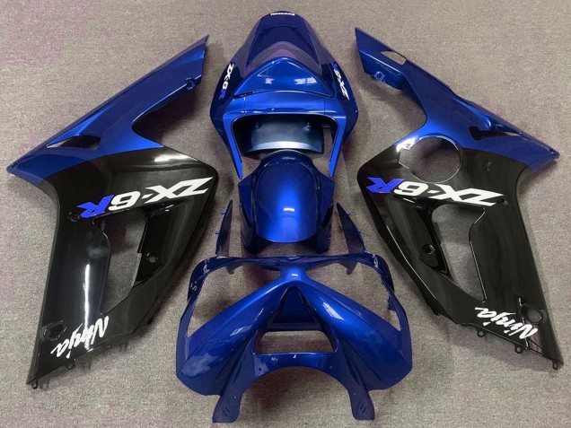 Carena Moto Kawasaki ZX6R 2003-2004 - Blu Nero Lucido