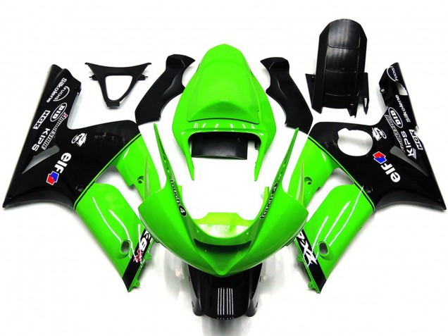 Carena Moto Kawasaki ZX6R 2003-2004 - Verde Nero Lucido Elf Silkolene