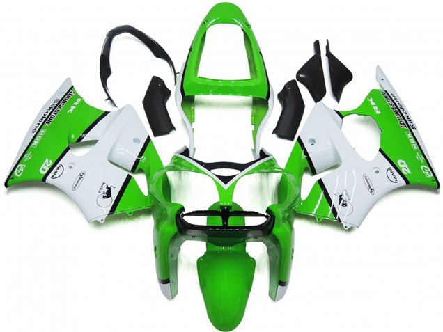 Carena Moto Kawasaki ZX6R 2000-2002 - Bianco Verde Nero Bridgestone Silkolene