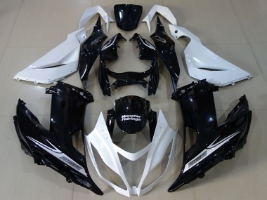 Carena Moto Kawasaki ZX6R 2013-2018 - Bianco Nero Lucido Fabbrica