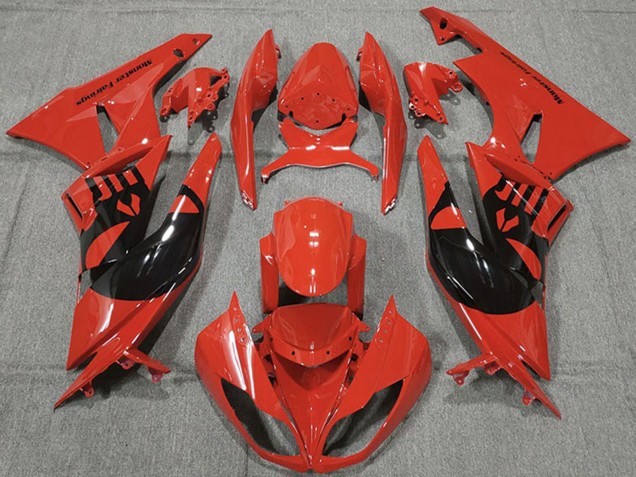 Carena Moto Kawasaki ZX6R 2009-2012 - Rosso Nero Lucido Punisher