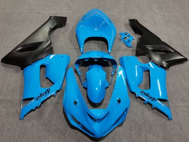 Carena Moto Kawasaki ZX6R 2005-2006 - Blu Vibrante Nero Opaco Fabbrica