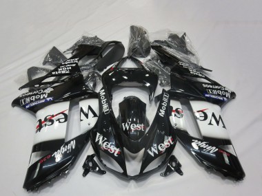 Carena Moto Kawasaki ZX6R 2007-2008 - Nero Lucido Bianco West Fabbrica