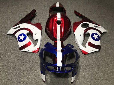 Carena Moto Kawasaki ZX12R 2002-2006 - Rosso Blu Bianco Star Captain America Fabbrica