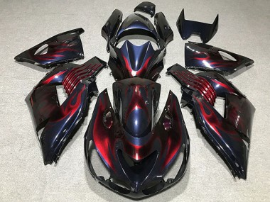 Carena Moto Kawasaki ZX14R 2006-2011 - Camaleonte Blu Nero Rosso Fiamma Fabbrica