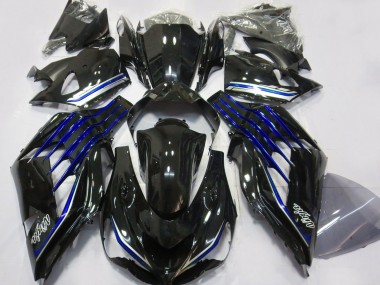 Carene Moto Kawasaki ZX14R ZZR1400 2012-2024 - Nero Lucido Blu Fabbrica