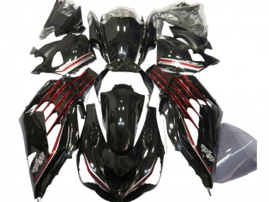 Carene Moto Kawasaki ZX14R ZZR1400 2012-2024 - Nero Lucido Rosso Fabbrica