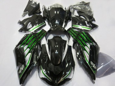 Carene Moto Kawasaki ZX14R ZZR1400 2012-2024 - Nero Lucido Verde Fabbrica