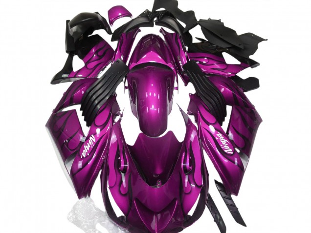 Carena Moto Kawasaki ZX14R 2006-2011 - Viola Nero Fiamma Bianco Ninja