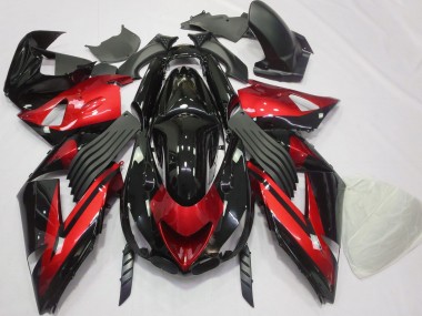 Carena Moto Kawasaki ZX14R 2006-2011 - Rosso Nero Lucido Banda Fabbrica