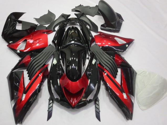 Carena Moto Kawasaki ZX14R 2006-2011 - Rosso Nero Lucido Banda