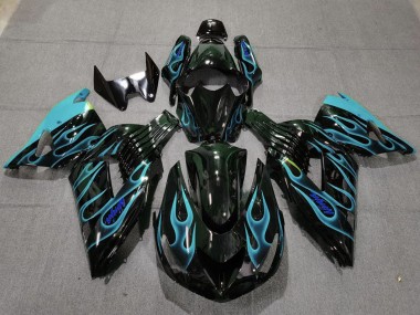 Carena Moto Kawasaki ZX14R 2006-2011 - Nero Lucido Azzurro Chiaro Fiamma Fabbrica