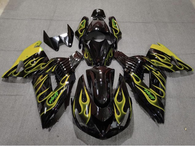 Carena Moto Kawasaki ZX14R 2006-2011 - Nero Lucido Giallo Fiamma