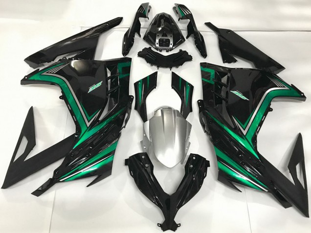 Carene Moto Kawasaki Ninja 300 2013-2017 - Nero Lucido Verde Smeraldo