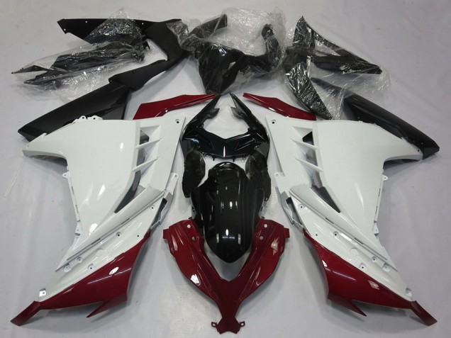 Carene Moto Kawasaki Ninja 300 2013-2017 - Bianco Rosso Bordeaux Nero
