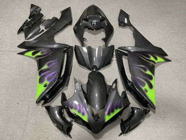 Carena Moto Yamaha R1 2007-2008 - Fibra di Carbonio Verde Viola Fiamma Fabbrica