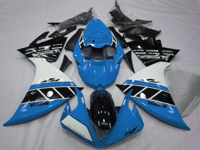 Carena Moto Yamaha R1 2012-2014 - Blu Bianco Nero Lucido