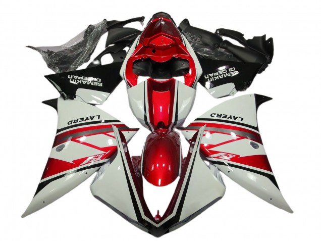 Carena Moto Yamaha R1 2012-2014 - Bianco Rosso Nero Layerd Semakin Didepan