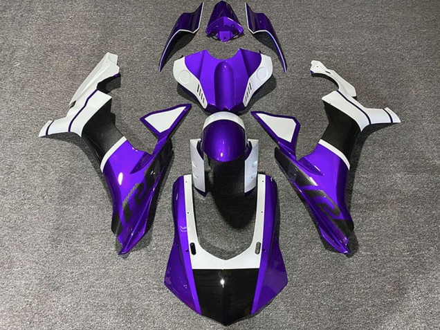 Carena Moto Yamaha R1 2015-2019 - Bianco Viola Fibra di Carbonio Accents