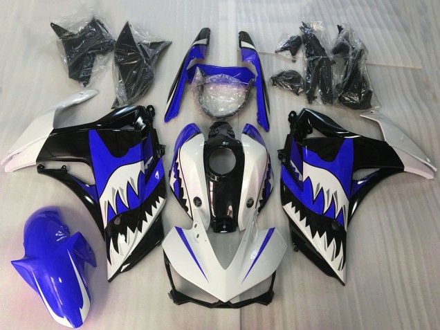 Carena Moto Yamaha R3 2015-2018 - Bianco Blu Nero Lucido Squalo