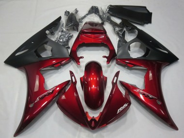 Carena Moto Yamaha R6 2005 - Rosso Scuro Nero Opaco Fabbrica