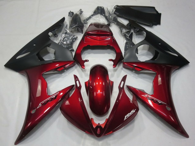 Carena Moto Yamaha R6 2005 - Rosso Scuro Nero Opaco