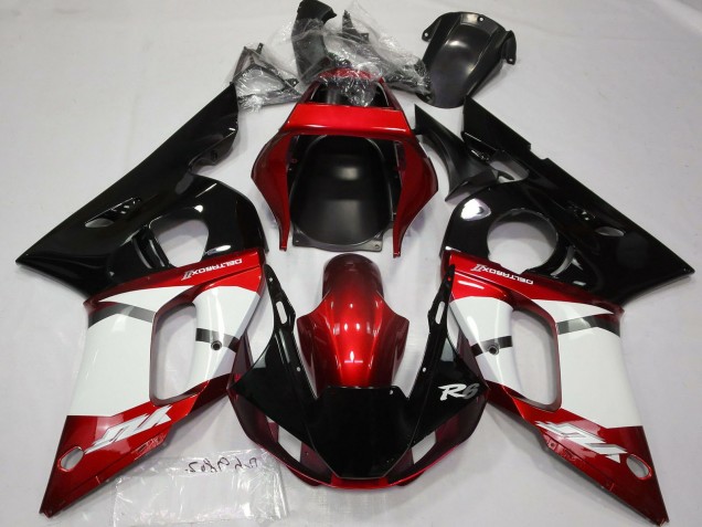 Carena Moto Yamaha R6 1998-2002 - Rosso Bianco Nero Lucido