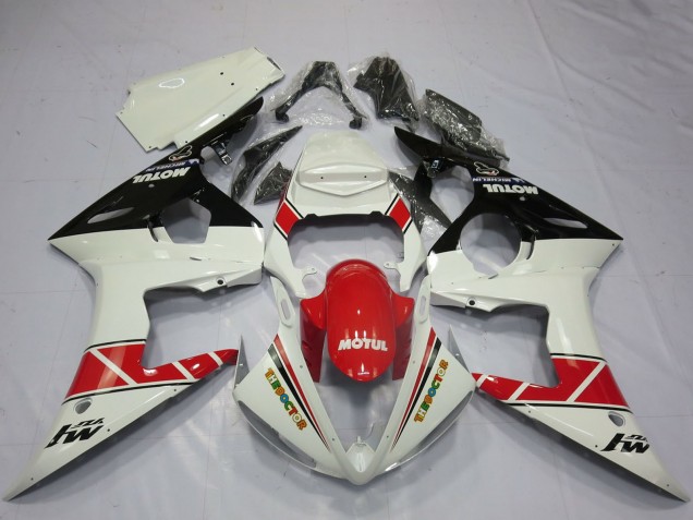 Carena Moto Yamaha R6 2005 - Bianco Rosso Nero Lucido Motul