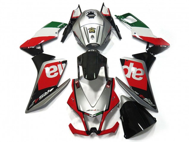 Carene Moto Aprilia RS4 125 2012-2019 - Argento Rosso Verde Nero Lucido OEM Stile