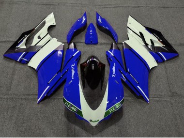 Carena Moto Ducati 959 1299 2015-2020 - Blu Bianco Nero Lucido Unibat Flex-Box OEM Stile Fabbrica