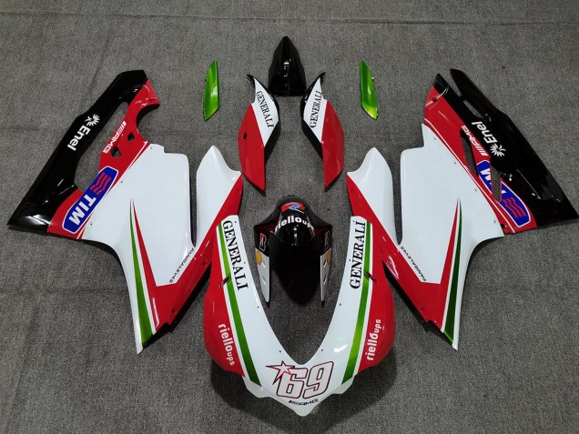 Carena Moto Ducati 959 1299 2015-2020 - Bianco Rosso Verde Nero Lucido Generali Tim 69
