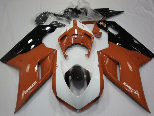 Carena Moto Ducati 1098 2007-2014 - Marrone Bianco Nero Lucido
