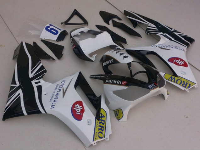 Carena Moto Triumph Daytona 675 2006-2008 - Bianco Nero Lucido Flag