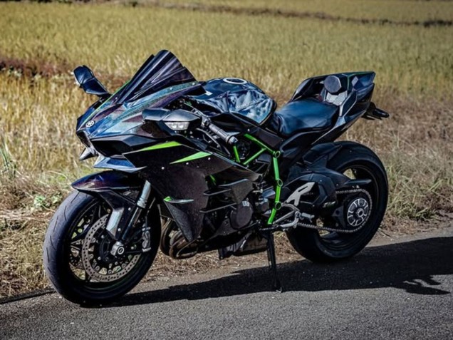 Carena Moto Kawasaki Ninja H2 2015-2022 - Nero Blu Camaleonte Verde