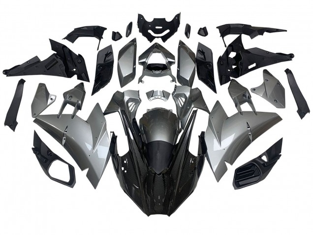 Carena Moto Kawasaki Ninja H2 2015-2022 - Argento Nero Fibra di Carbonio