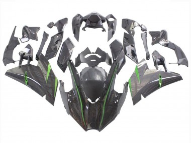 Carena Moto Kawasaki Ninja H2 2015-2022 - Nero Fibra di Carbonio Verde Fabbrica