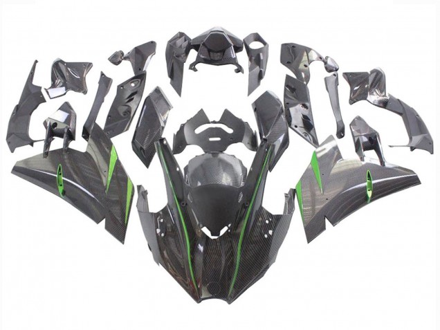 Carena Moto Kawasaki Ninja H2 2015-2022 - Nero Fibra di Carbonio Verde