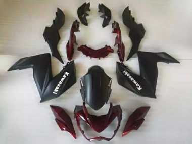 Carena Moto Kawasaki Z250/Z300 2015-2016 - Nero Opaco Rosso Bordeaux Fabbrica