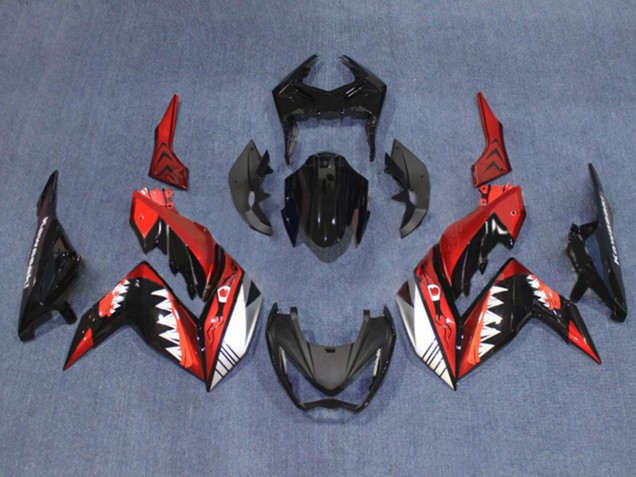 Carena Moto Kawasaki Z250/Z300 2015-2016 - Rosso Bianco Nero Lucido Squalo